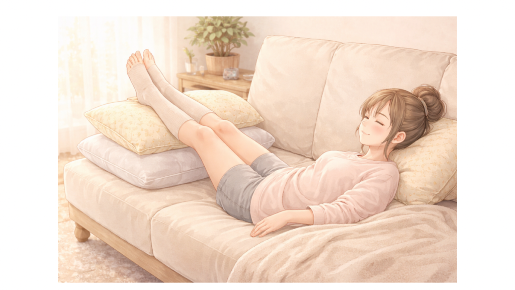足を高くして休む図解イラスト